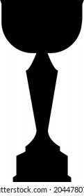 A simple winner symbol. Black silhouette of the cup. Vector icon of the cup, the winner trophy, isolated on a white background.