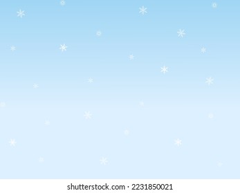 simple winter blue sky background with falling snow