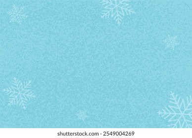 Simple winter blue textured background with snowflakes. Modern banner with space for text for Christmas, New Year, holiday invitations, advertising, discounts, congratulations