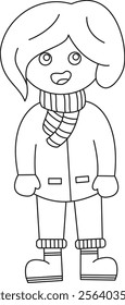 Simple Winter Character Line Drawing for Kids