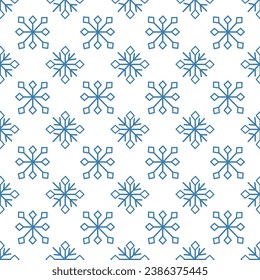 Simple Winter and Christmas seamless pattern with Snowflakes. Vector flat.