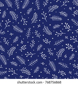 Simple winter leaves pattern background. Vector illustration