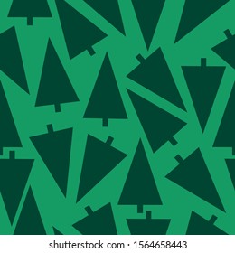 Simple winter pattern. Green background, dark green Christmas trees. The print is well suited for Wallpaper, textiles and banner.