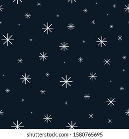 Simple winter seamless pattern with snowflakes. Christmas eve night background.