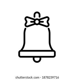 Simple Winter Season Christmas Bell Decoration Icon With Line Style. 64 x 64 Pixel Perfect