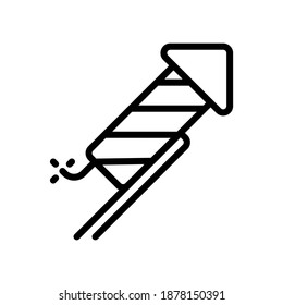Simple Winter Season Rocket Firework Fireworks Festival Celebration Icon With Line Style. 64 x 64 Pixel Perfect