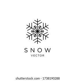 vector de logotipo de nieve, simple contorno de vector frío, diseño monograma con idea de concepto de aire acondicionado