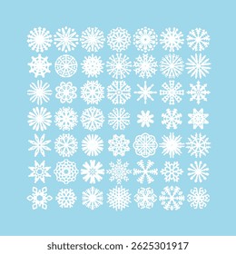 Sencilla pegatina de copo de nieve de invierno colección de diciembre, diseño festivo y minimalista. Diseño web, aplicaciones, App, pegatinas, arte de la pared, carteles. Ilustraciones vectoriales de alta calidad, eps 10.