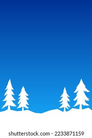 Simple winter themed background with some pine trees and snowy land and with some copy space area