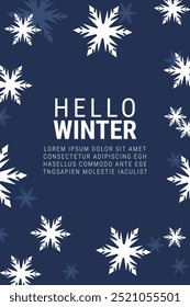 simple winter vector banner with snowflakes on blue background. for banner, poster, social media, promotion