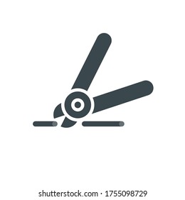 Simple wire cutter icon. Cabling and electrification job logo . Diagonal pliers symbol