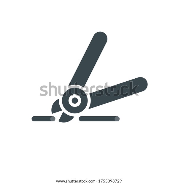 Simple wire cutter icon. Cabling and\
electrification job logo . Diagonal pliers\
symbol