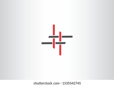 Simple wire mesh symbol design with red and black color