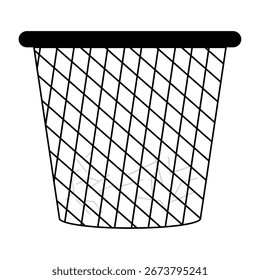 Simple wire mesh wastebasket design with clean and functional appearance Vector illustration