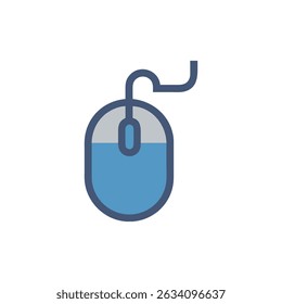 Simple wired computer mouse icon on White Background graphic