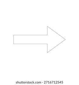 Elemento gráfico de design de símbolo de seta direita wireframe simples para uso digital.