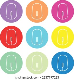 Simple wireless computer mouse icon in thin line style with 9 different color set. Mouse icon flat vector illustration for design element