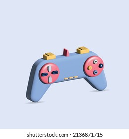 Simple gamepad inalámbrico para videojuegos 3d ilustración. 
