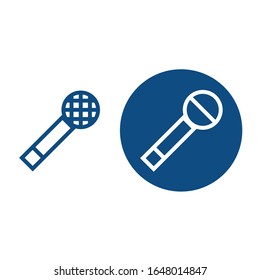 Simple wireless microphone. Option in a circle and without it. Vector blue icons.
