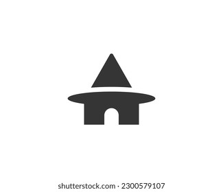 Simple wizard hat house logo design template