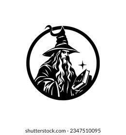 simple wizard sorcerer style magic logo vector illustration template design