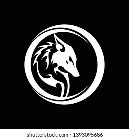 simple wolf circle vector logo