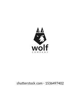 Simple Wolf Head Creative Concept Logo Design Template
