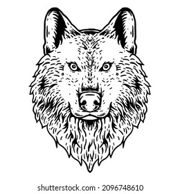 Simple Wolf Head Line Art Vector