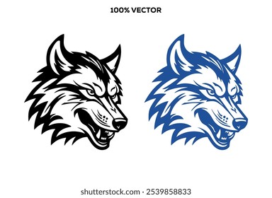 Simple Wolf Head line Art Vector Illustration