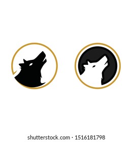 Simple wolf head logo vector icon. with Silhouette and line art shield. classic modern look. stand out original design post picture profile, smart phone app brand. Quiet friendly charisma future tech