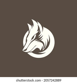 simple wolf head logo .with circle. vector illustration for business logo or icon