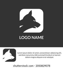 Simple Wolf head  vector illustration. Wolf head vector graphic emblem.