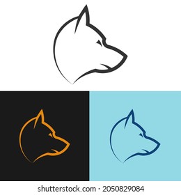 Simple Wolf head  vector illustration. Wolf head vector graphic emblem.