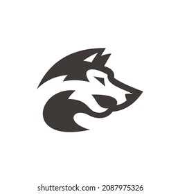 Simple Wolf Head Vector Illustration. Wolf, Jackal, Coyote Head Mascot Silhouette Logo Icon