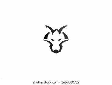 Simple Wolf Head Vector With Outline Concept