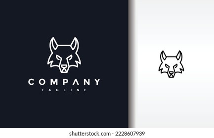 logotipo negro de línea de lobo simple	