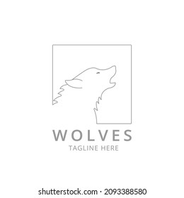 Simple Wolf line Logo Concept  Design Template.