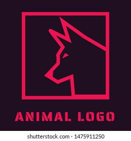 simple wolf logo or dog logo. pet shop logo , animal logo