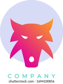 simple wolf logo with gradient color, Can be used for many purpose.