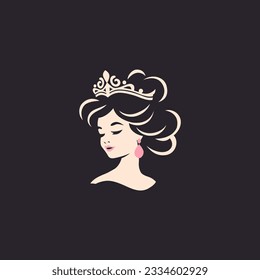 simple woman beauty princess logo vector illustration template design