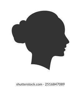 simple woman face side view silhouette vector illustration perfect for avatar isolated on white background