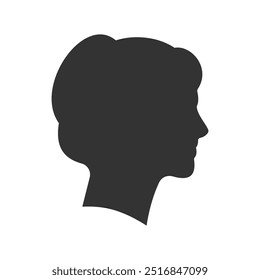 Ilustración vectorial simple de la silueta de la vista lateral de la cara de la mujer perfecta para el avatar aislado en fondo blanco