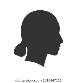 simple woman face side view silhouette vector illustration perfect for avatar isolated on white background