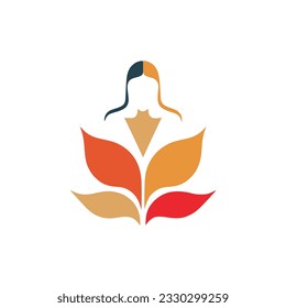 simple woman flower beauty salon logo vector illustration template design