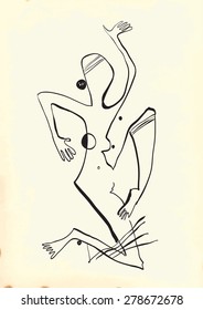 Simple, Woman. An hand drawn vector illustration from the series: Art of Line Art. Technique: Digital drawing.