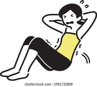 A simple woman tiring and trainer instructor abs