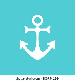 Simple and wonderful white anchor design on a blue background