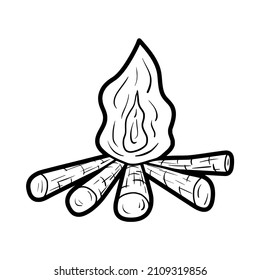 simple wood campfire hand drawn outline vector icon