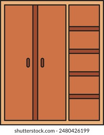 simple wood cupboard vector illustration