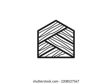simple wood house logo icon design